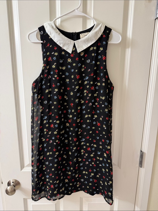 Coincidence & Chance Dresses & Skirts - Black Floral Mini Dress with White Peter Pan Collar